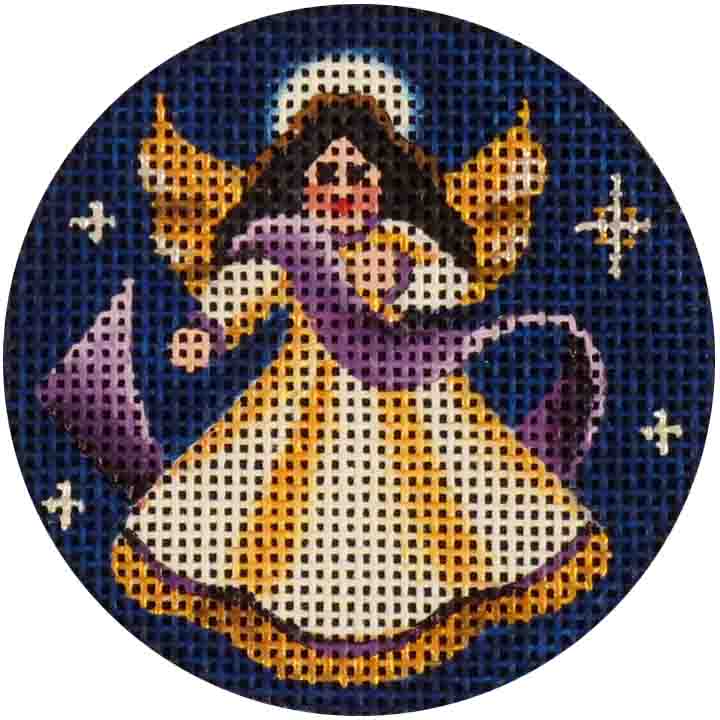 Rebecca Wood Designs Angel in White and Gold Needlepoint Canvas