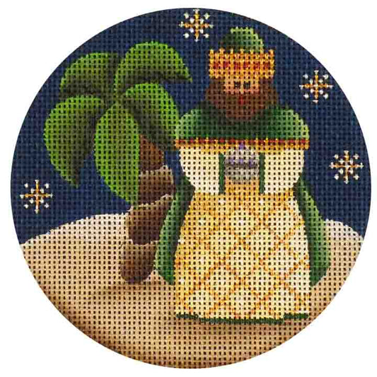 Rebecca Wood Designs Green Wiseman & Tree Needlepoint Canvas