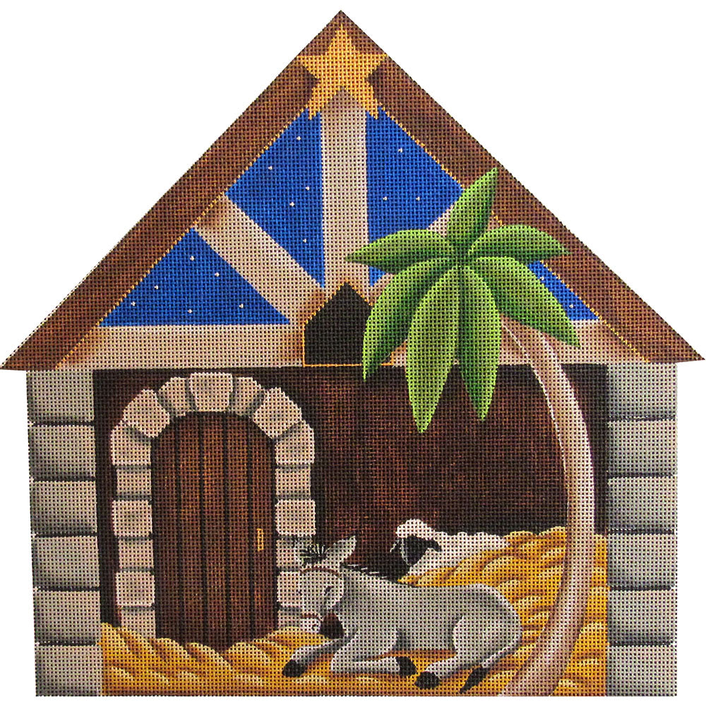 Rebecca Wood Designs Manger with House Needlepoint Canvas