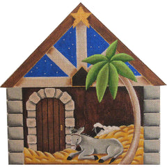 Rebecca Wood Designs Manger with House Needlepoint Canvas