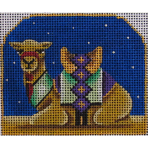 Rebecca Wood Designs Green Camel Needlepoint Canvas