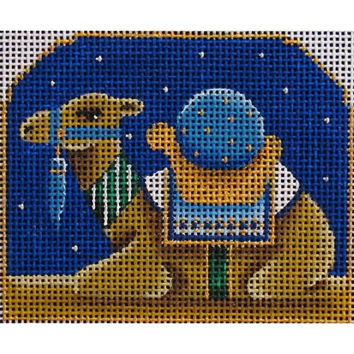 Rebecca Wood Designs Blue Camel Needlepoint Canvas