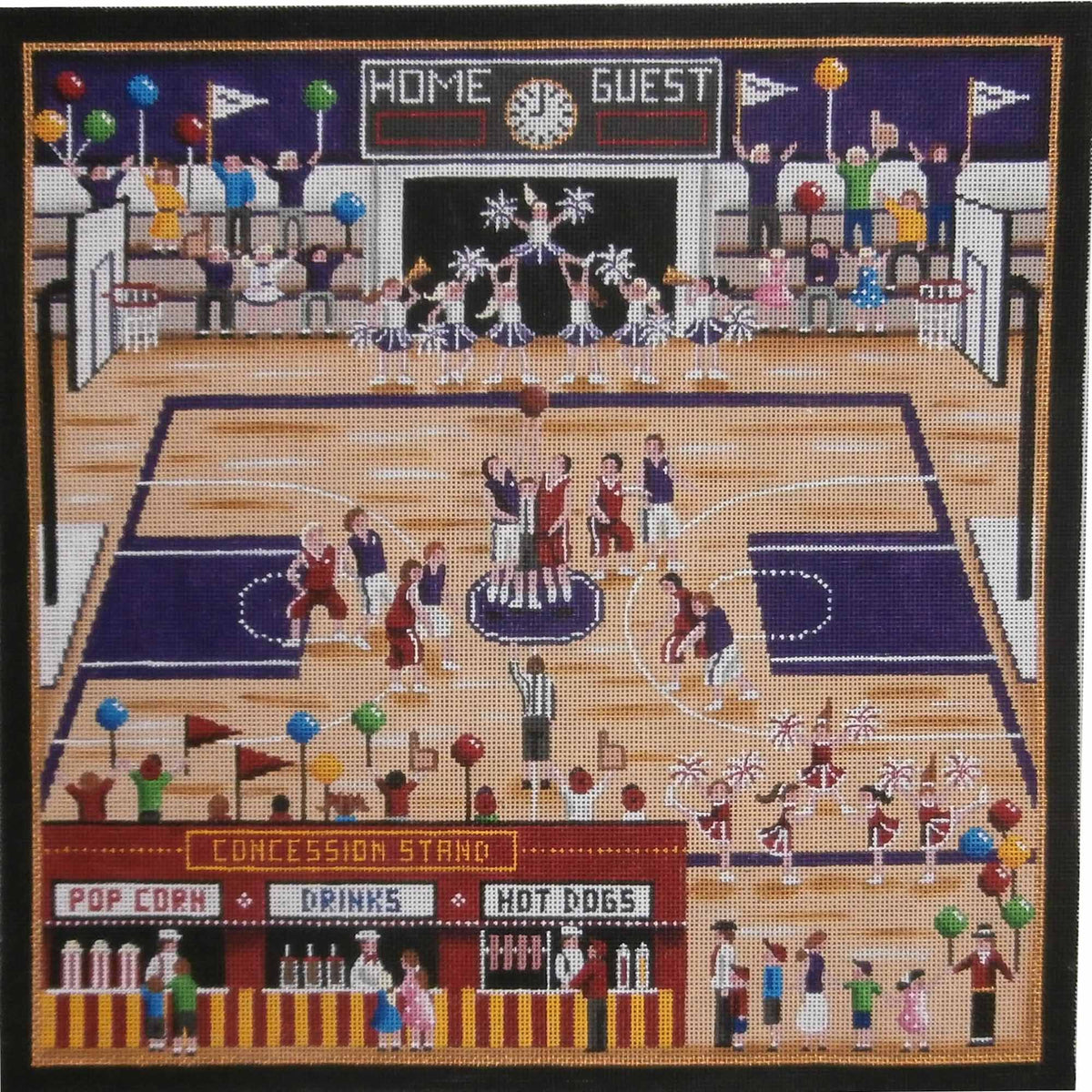 Rebecca Wood Designs Basketball Court Needlepoint Canvas