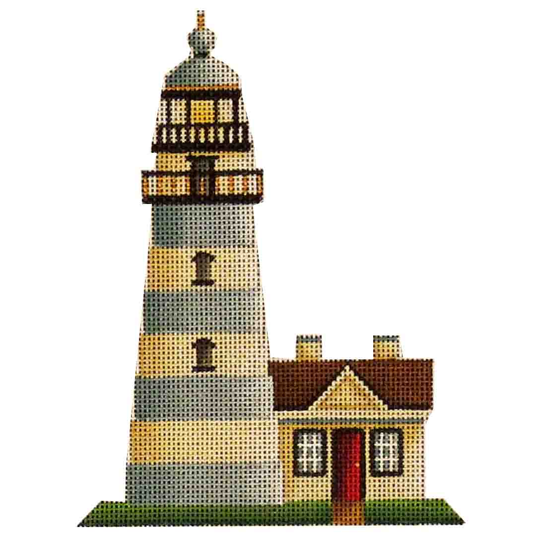Rebecca Wood Designs Blue Striped Lighthouse Needlepoint Canvas