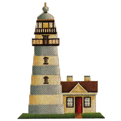 Rebecca Wood Designs Blue Striped Lighthouse Needlepoint Canvas