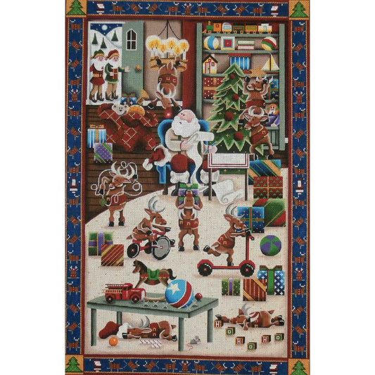Rebecca Wood Designs Restless Reindeer Needlepoint Canvas - 13M