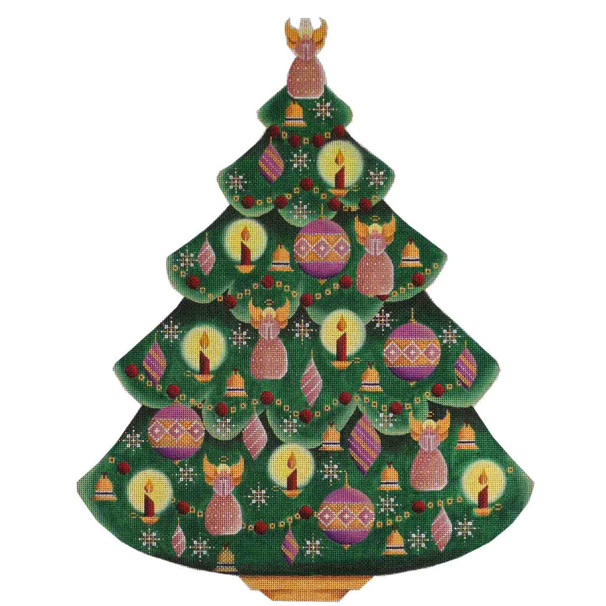 Rebecca Wood Designs Mauve Angel Tree Needlepoint Canvas