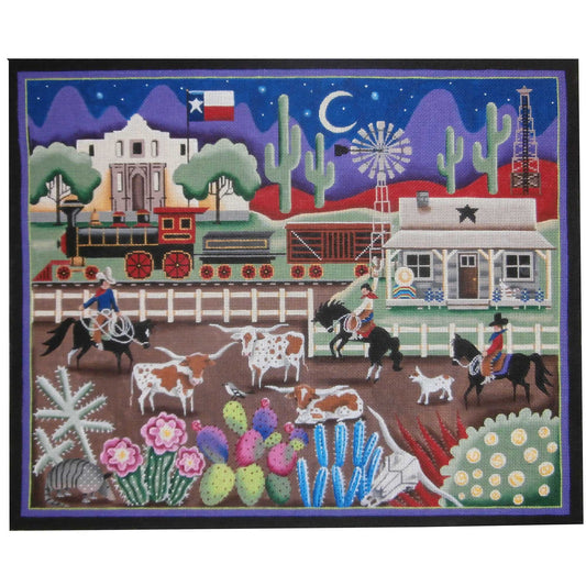 Rebecca Wood Designs Texas & Animals Needlepoint Canvas