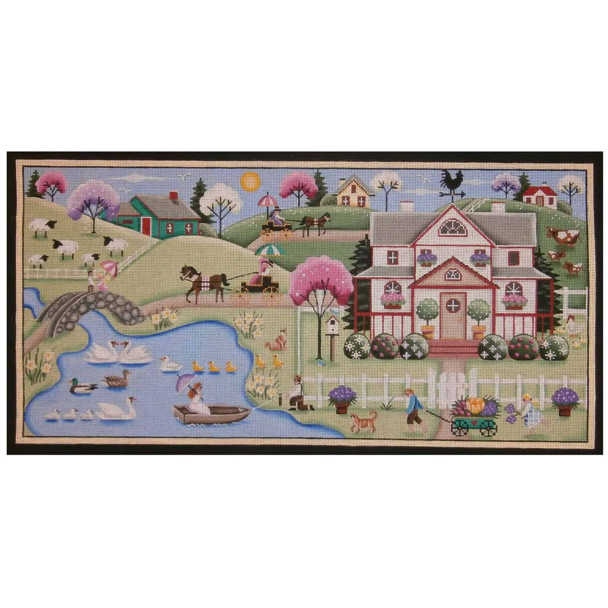 Rebecca Wood Designs Springtime Village Needlepoint Canvas - 13M