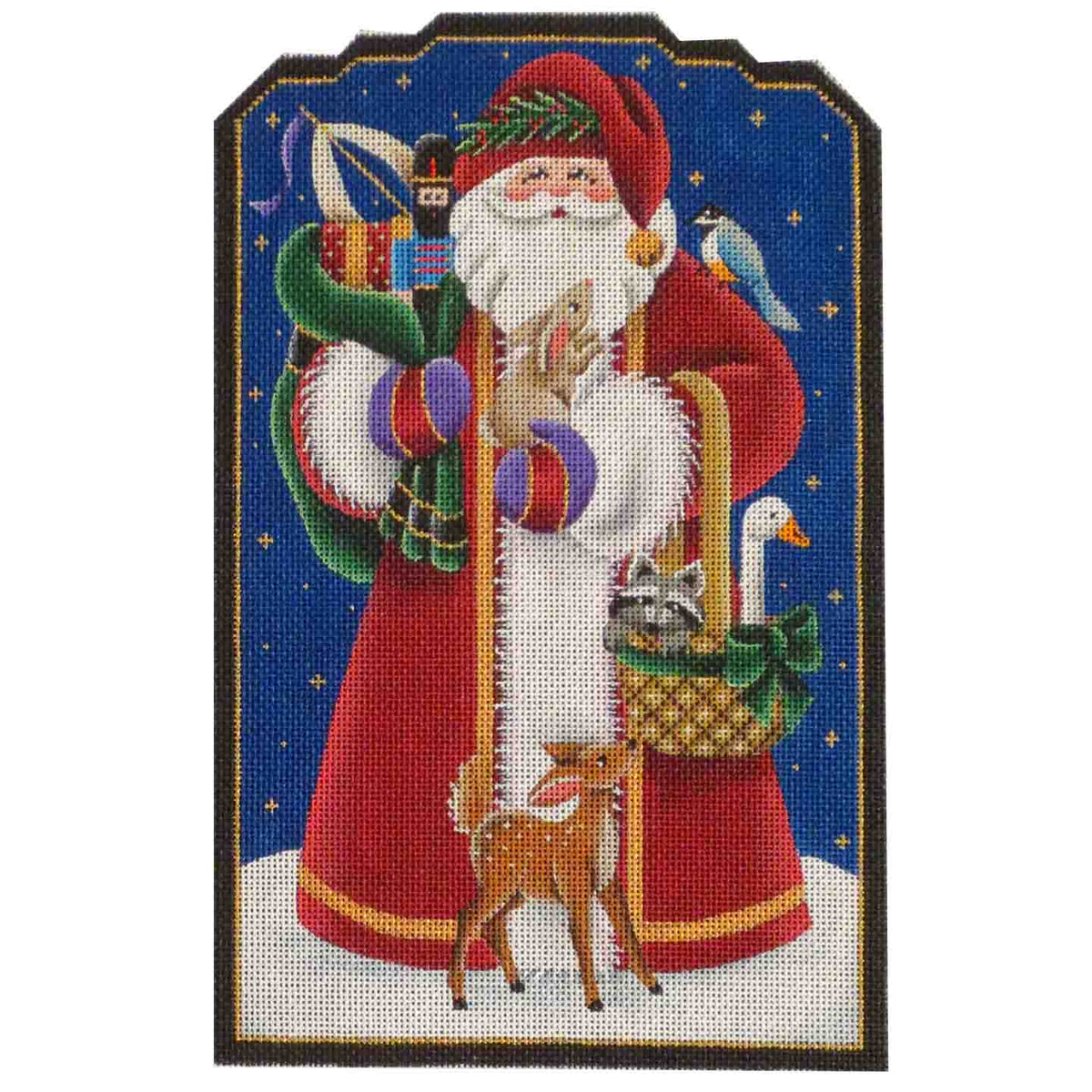 Rebecca Wood Designs Woodland Santa & Animals Needlepoint Canvas
