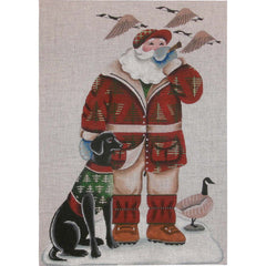 Rebecca Wood Designs Calling Geese Santa & Dog Needlepoint Canvas