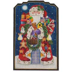 Rebecca Wood Designs Americana Santa with Toys Wreath & Candy Cane Needlepoint Canvas
