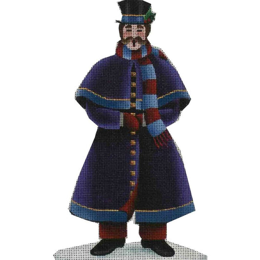 Rebecca Wood Designs Blue Scarf Caroler Needlepoint Canvas