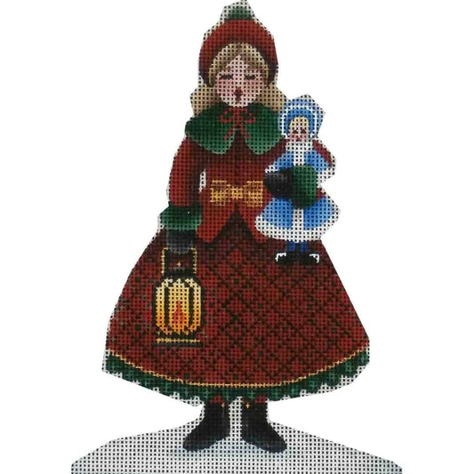 Rebecca Wood Designs Girl Caroler Doll Needlepoint Canvas