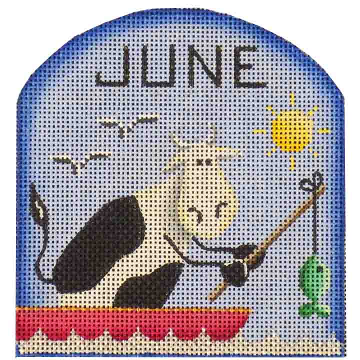 Rebecca Wood Designs Moo Fishing June Needlepoint Canvas
