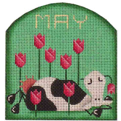Rebecca Wood Designs Moo Flowers May Needlepoint Canvas