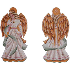 Rebecca Wood Designs Green Ribbon Angel Tree Topper Needlepoint Canvas