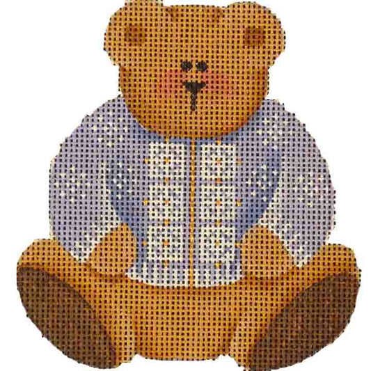 Rebecca Wood Designs Blue Teddy Bear Needlepoint Canvas