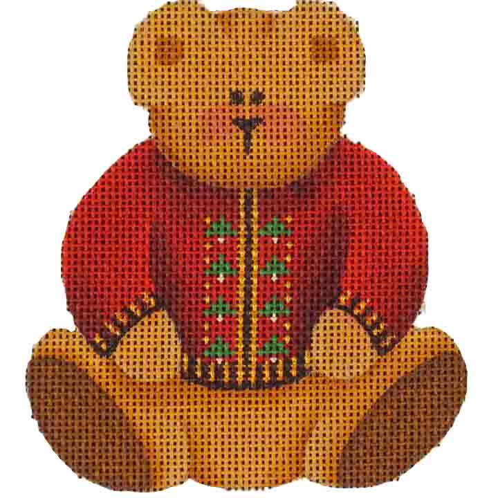 Rebecca Wood Designs Red Teddy Bear Needlepoint Canvas