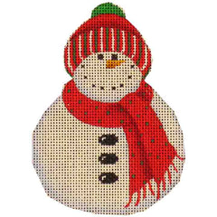 Rebecca Wood Designs Red Scarf & Hat Snowman Needlepoint Canvas
