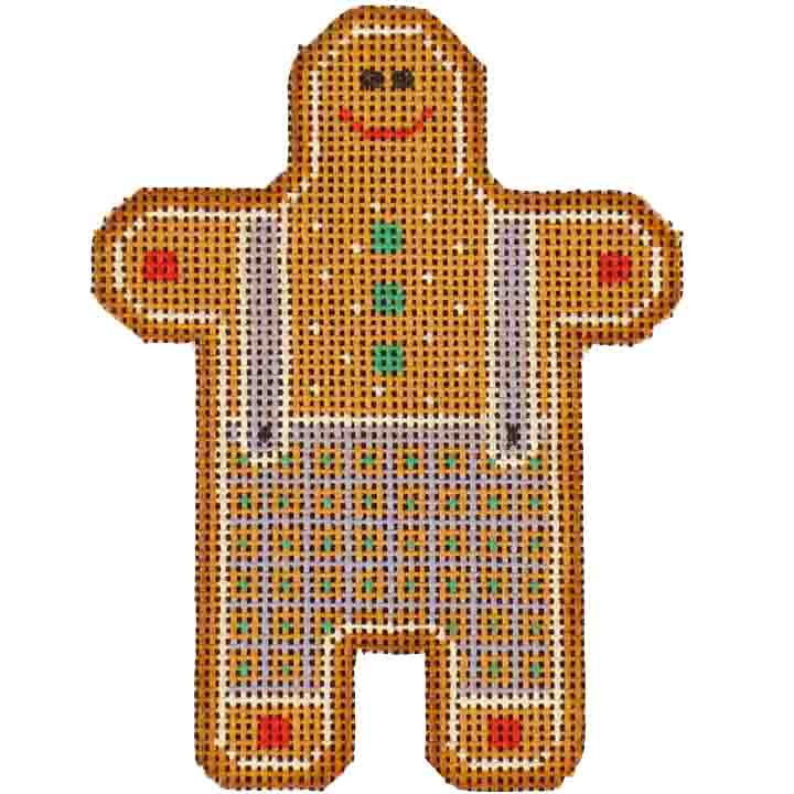 Rebecca Wood Designs Blue Gingerbread Needlepoint Canvas