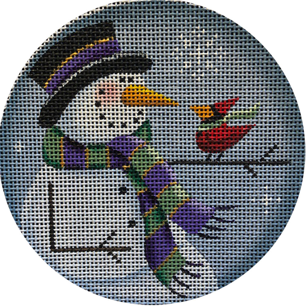 Rebecca Wood Designs Cardinal Snowman Needlepoint Canvas