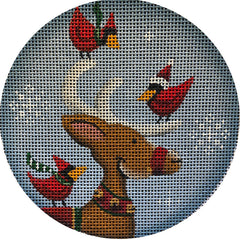 Rebecca Wood Designs Cardinal Reindeer Needlepoint Canvas