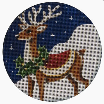 Rebecca Wood Designs Reindeer Wreath Needlepoint Canvas - 13M