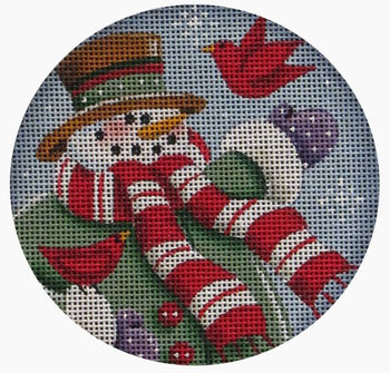 Rebecca Wood Designs Green Snowman Needlepoint Canvas - 13M