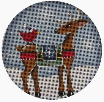 Rebecca Wood Designs Reindeer Cardinal Needlepoint Canvas - 13M