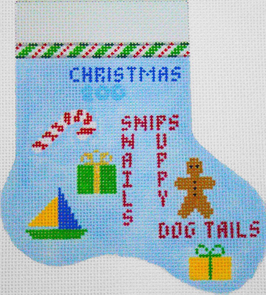 Julia's Needleworks What Little Boys Are Made Of Mini Stocking Needlepoint Canvas