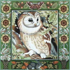 Melissa Shirley Designs Owl with border Needlepoint Canvas