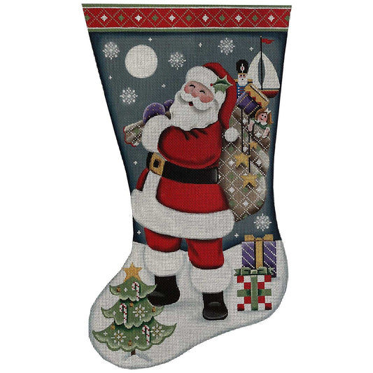 Rebecca Wood Designs Santas Bag of Toys Stocking Needlepoint Canvas - 18M