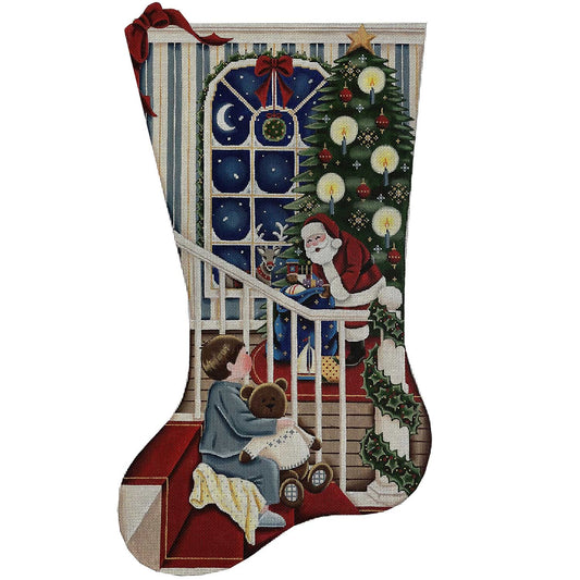 Rebecca Wood Designs Go Back to Sleep Boy Stocking Needlepoint Canvas - 18M