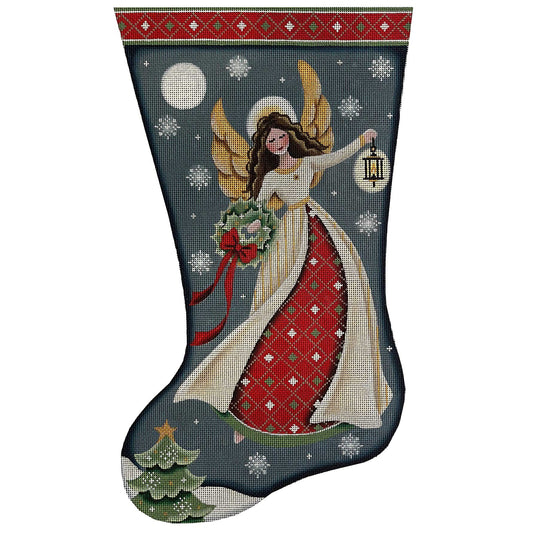 Rebecca Wood Designs Christmas Angel Stocking Needlepoint Canvas - 13M