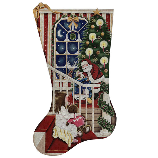 Rebecca Wood Designs Go Back to Sleep Girl Stocking Needlepoint Canvas - 18M