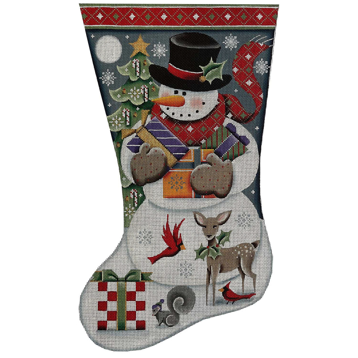 Rebecca Wood Designs Snowman Gifts Stocking Needlepoint Canvas - 13M