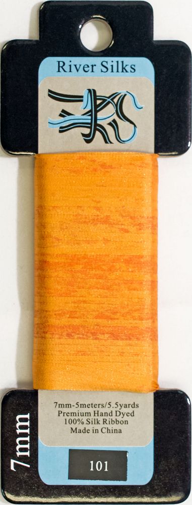 River Silks Ribbon 7mm - 101 Overdyed Blazing Orange