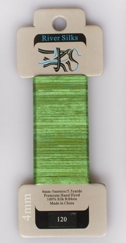 River Silks Ribbon 4mm - 120 Overdyed Summer Green