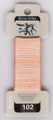 River Silks Ribbon 4mm - 102 Overdyed Tropical Peach