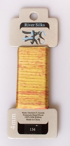 River Silks Ribbon 4mm - 136 Overdyed Yolk Yellow