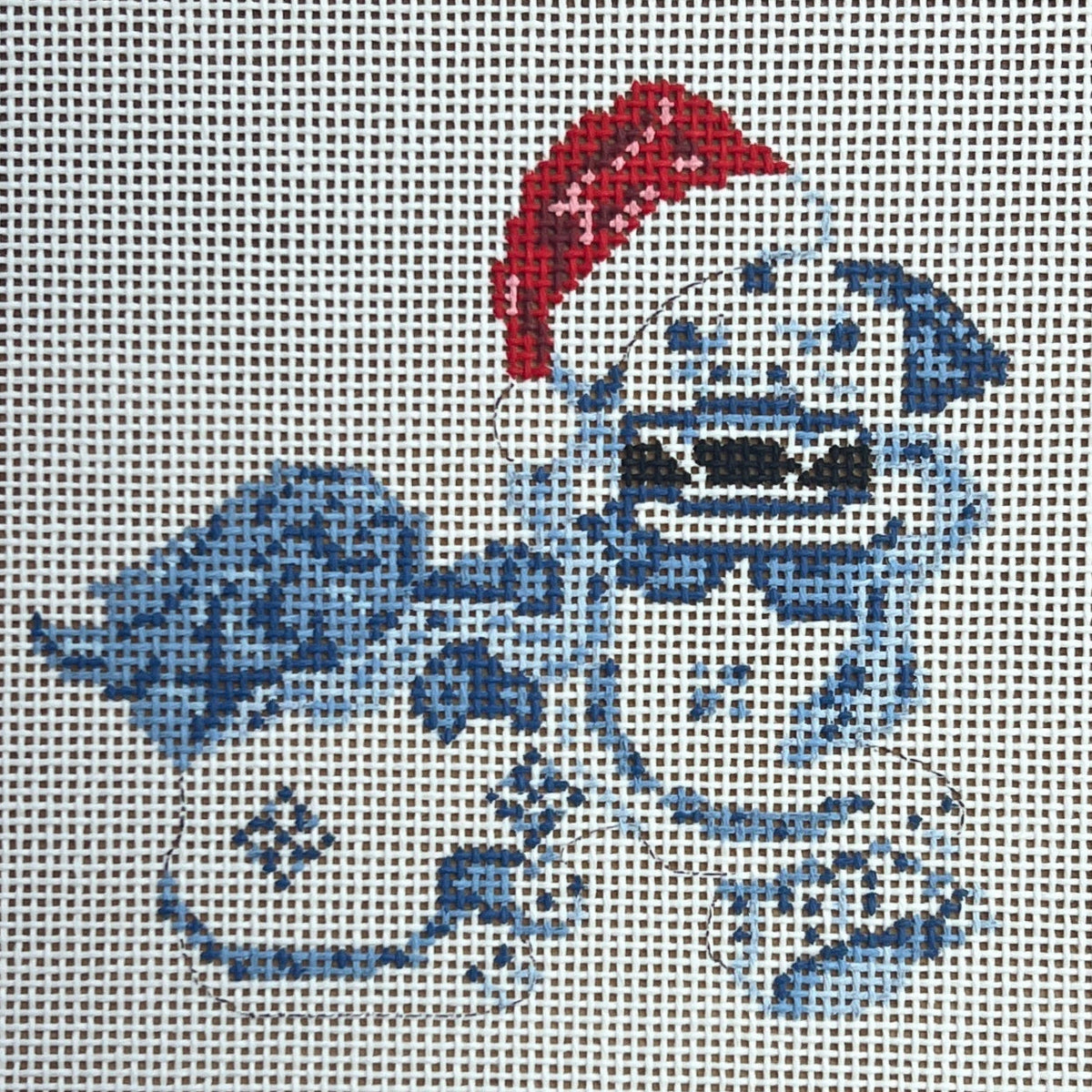 The Gingham Stitchery Kate Woodward Foo Dog With Santa Hat Needlepoint Canvas