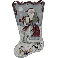 Rebecca Wood Designs Arctic Santa with Tree Stocking Needlepoint Canvas - 13M