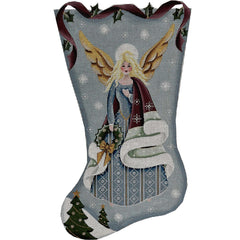 Rebecca Wood Designs Arctic Angel with Wreath Stocking Needlepoint Canvas - 13M