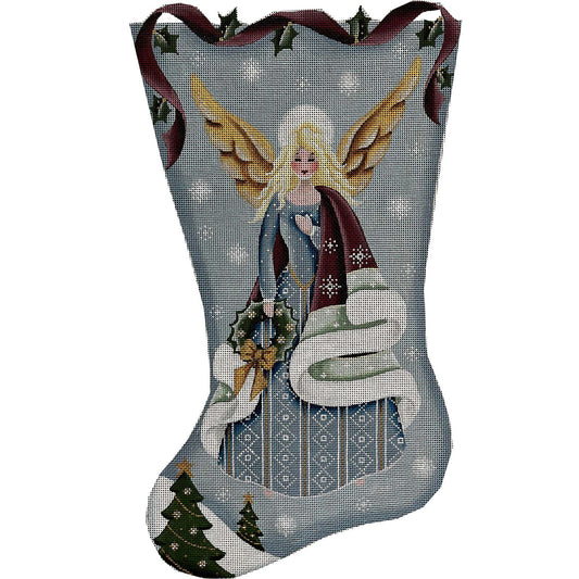 Rebecca Wood Designs Arctic Angel with Wreath Stocking Needlepoint Canvas - 18M
