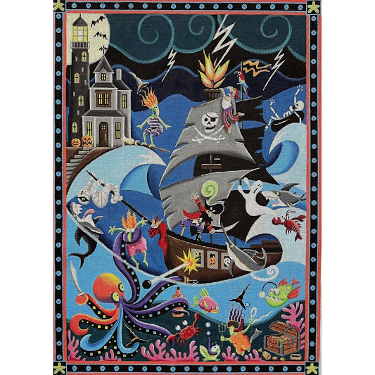 Rebecca Wood Designs Halloween Cruise Mayhem Needlepoint Canvas - 13M