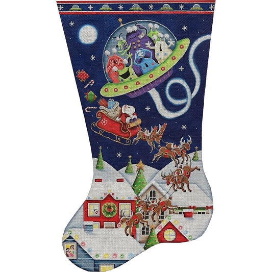 Rebecca Wood Designs Aliens & Santa Stocking Needlepoint Canvas - 18M