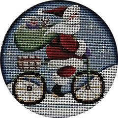 Rebecca Wood Designs Bike Santa Needlepoint Canvas
