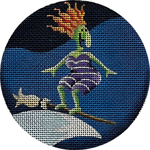 Rebecca Wood Designs Surfing Witch Needlepoint Canvas