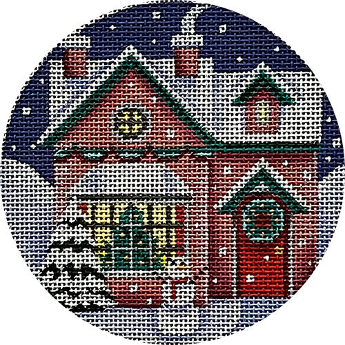 Rebecca Wood Designs Cozy Christmas Cottage Needlepoint Canvas